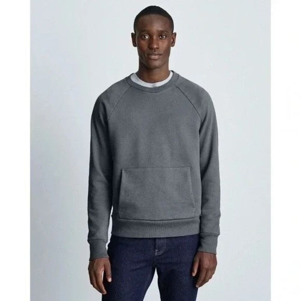 Everlane Men's Track Crewneck Dark Grey Organic Cotton Sweatshirt Size Large EUC